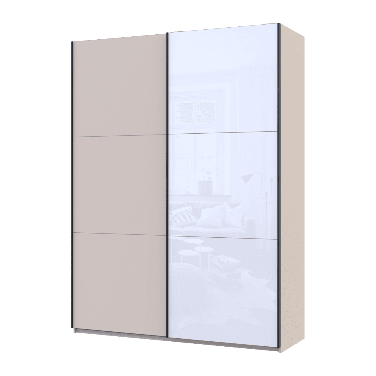 Шафа купе Doros G-Caiser Кашемір/Білий 1 ДСП/1 скло 3 частини 180х60х240 (42005322)