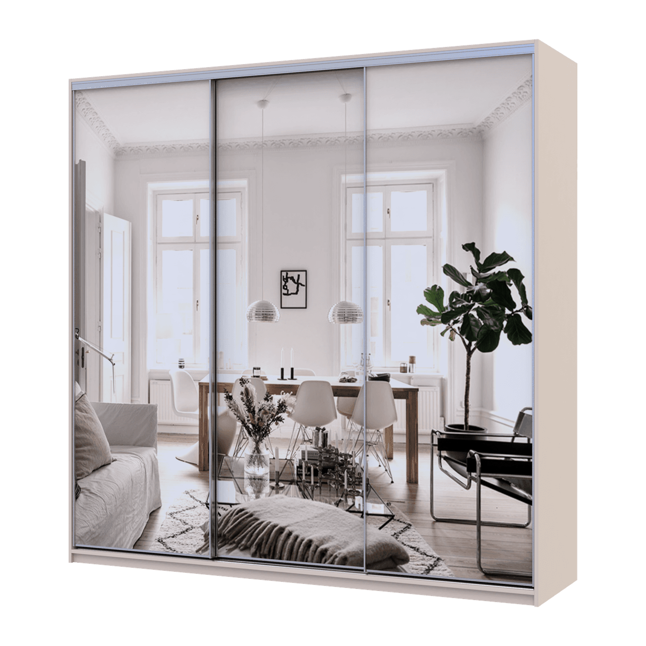 Шафа купе Doros Сіті Лайт Кашемір 3 Дзеркала 225х60х225 (80736386)