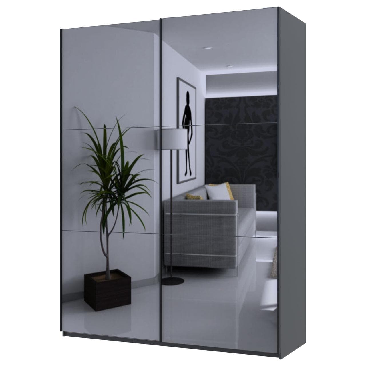 Шафа купе Doros G-Caiser Графіт 2 Дзеркала 180х60х240 (42005012)