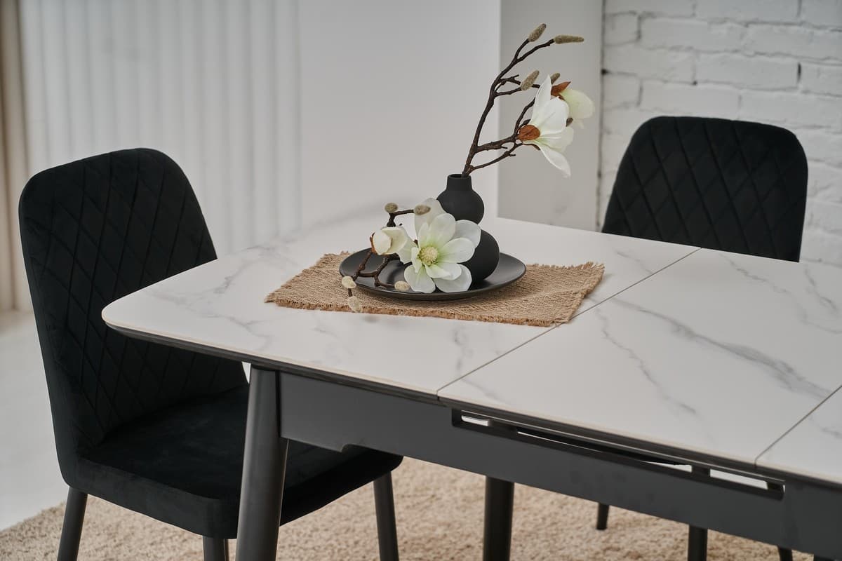 Керамічний стіл TM-76 білий мармур + чорний 5