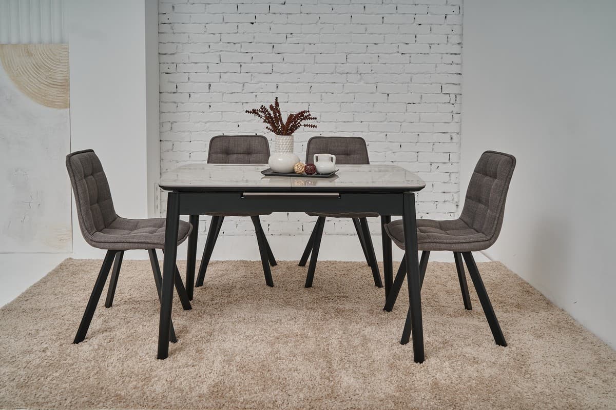 Керамічний стіл  TM-76 калакатта мармур (сіра кераміка) + чорний 4