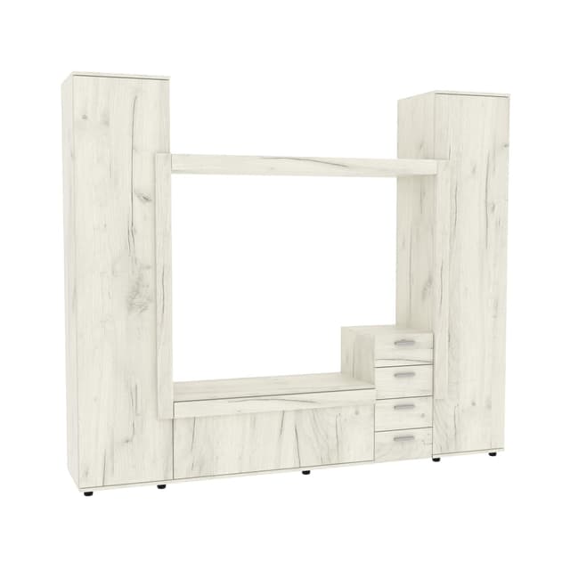 Стінка у вітальню під ТВ Ехо-2, Дуб Крафт Білий, 2160х420х1850