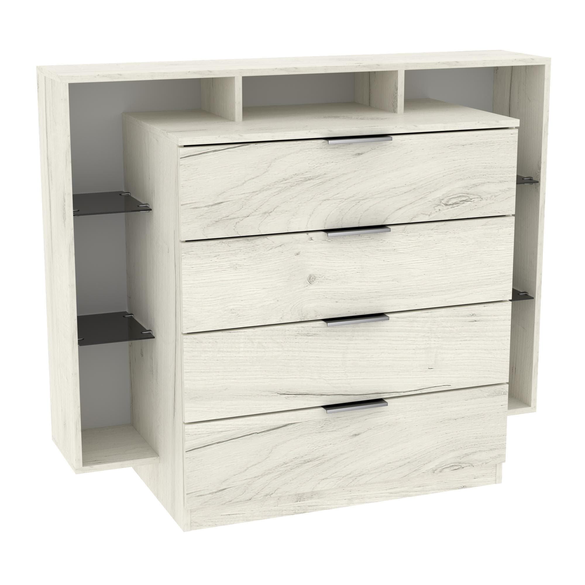 Комод Крістал, Дуб Крафт Білий, 1200/450/1000