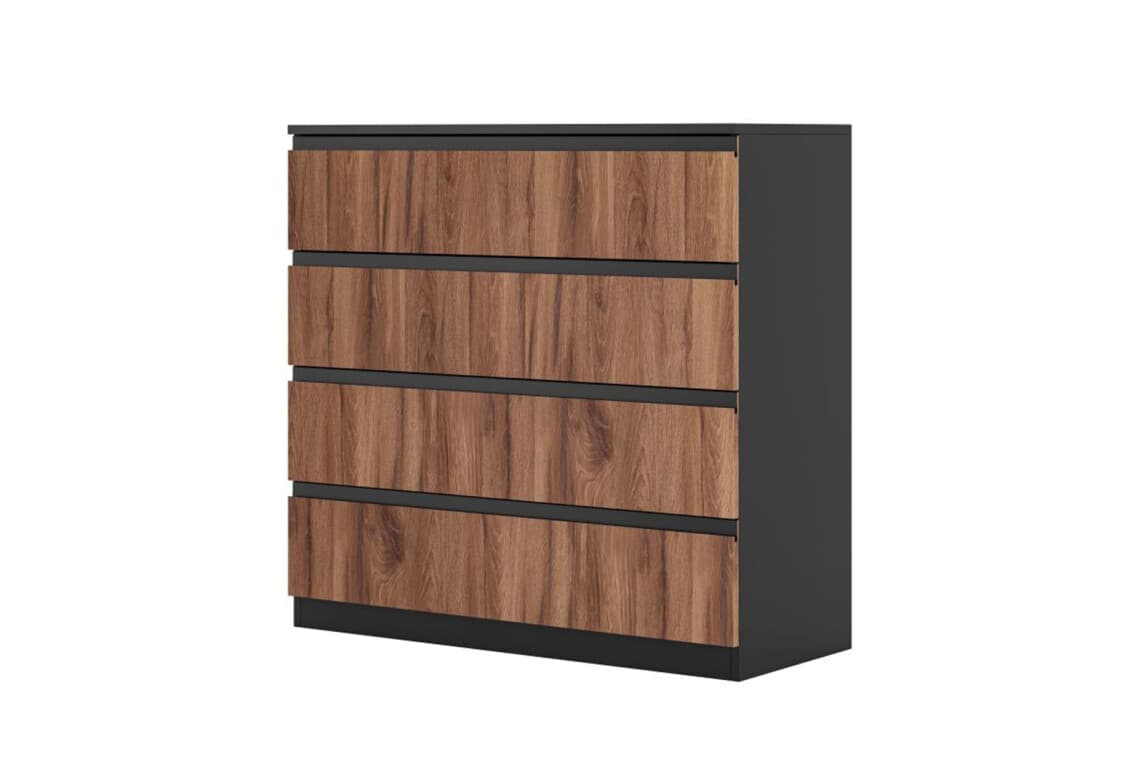 Комод Фріда з 4 шухлядами 100 см, чорний / дуб ліворно