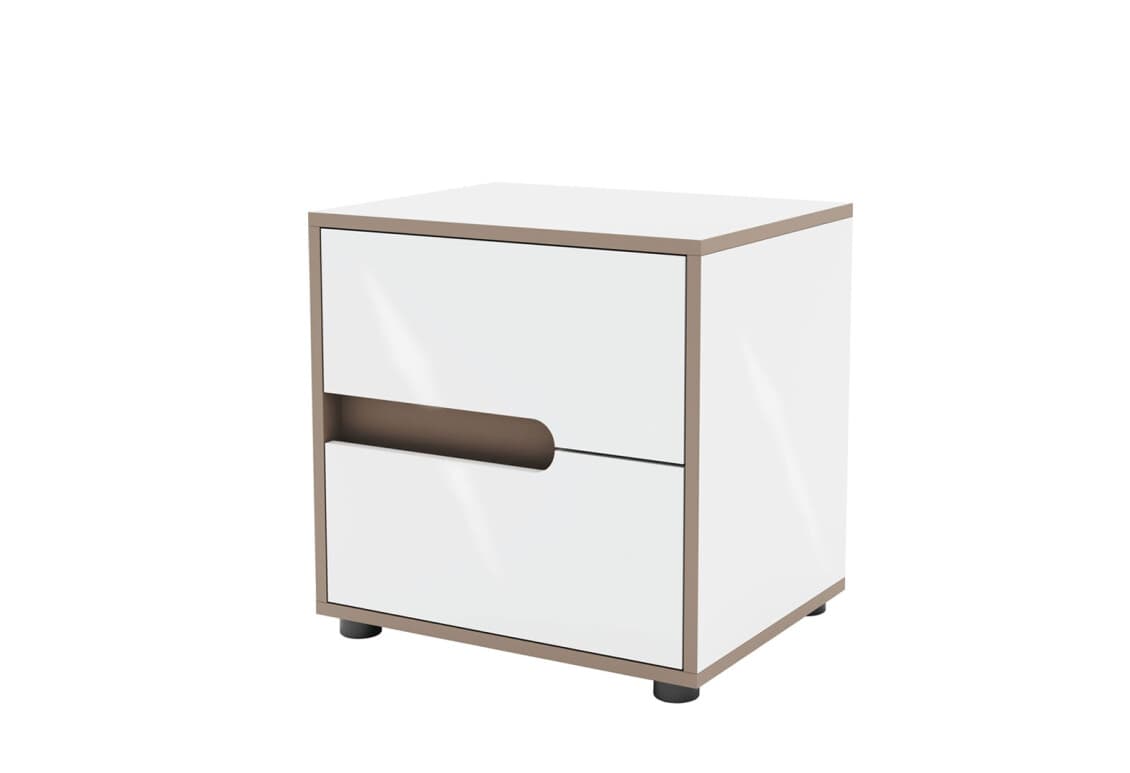 Тумба приліжкова права Лінда з 2 шухлядами 50 см, Німфеа Альба, лак, вставки тоффі