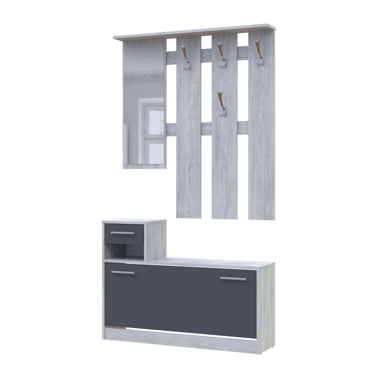 Передпокій Doros Alice Сосна Натті/Графіт 1 дзеркало 100х27х182.9 (44900365)