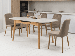 Керамічний стіл TM-76 травертін матовий + дуб