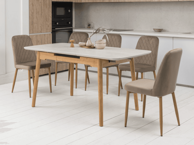 Керамічний стіл TM-76 травертін матовий + дуб