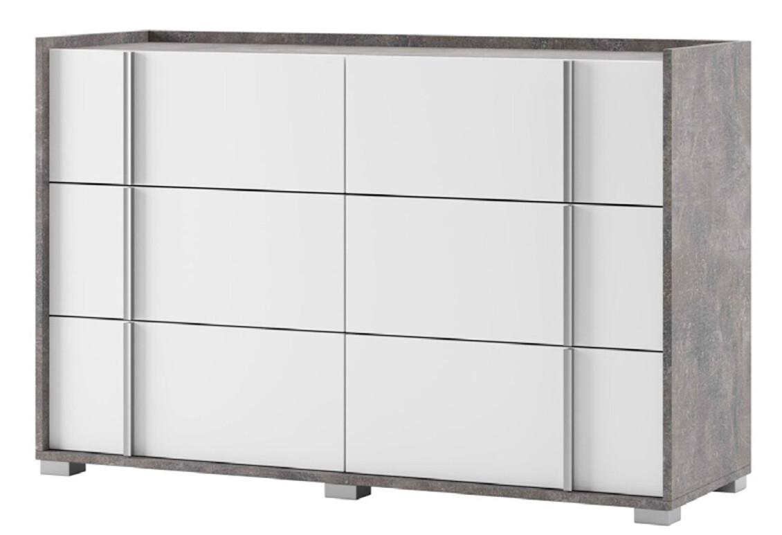 Комод Алекса з 6 шухлядами 140 см Індастріал/Білий