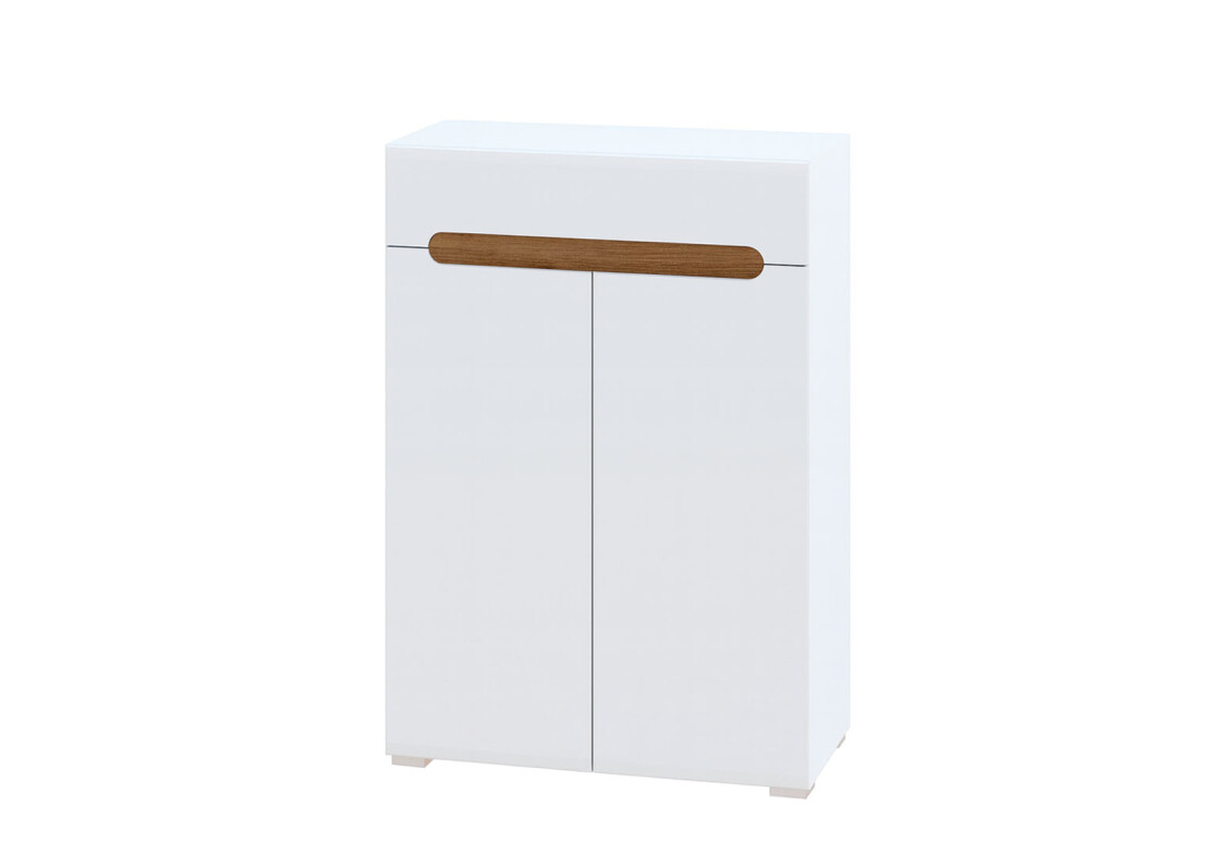 Комод Бянко 2-дверний з шухлядою 80 см Білий з вставкою дуб аппалачі