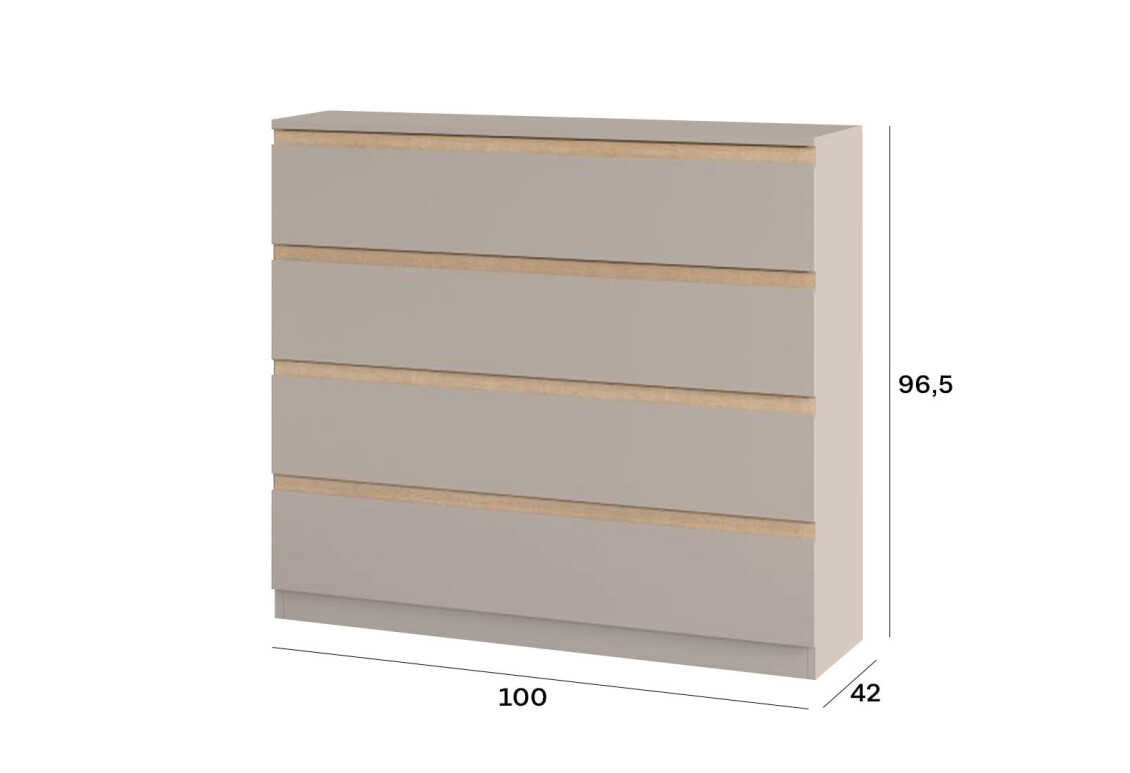 Комод Фріда з 4 шухлядами 100 см, тоффі / дуб сонома 4