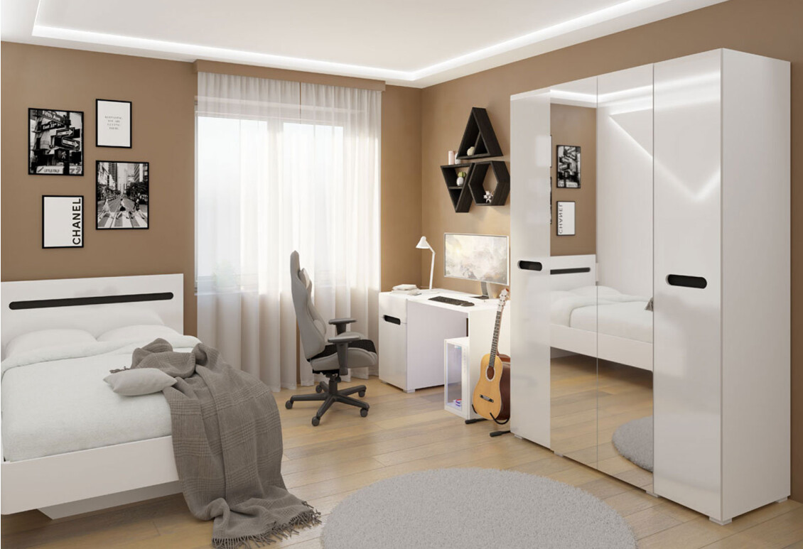 Ліжко Бянко (без вкладу) 120х200 см, Біле з чорною вставкою 2