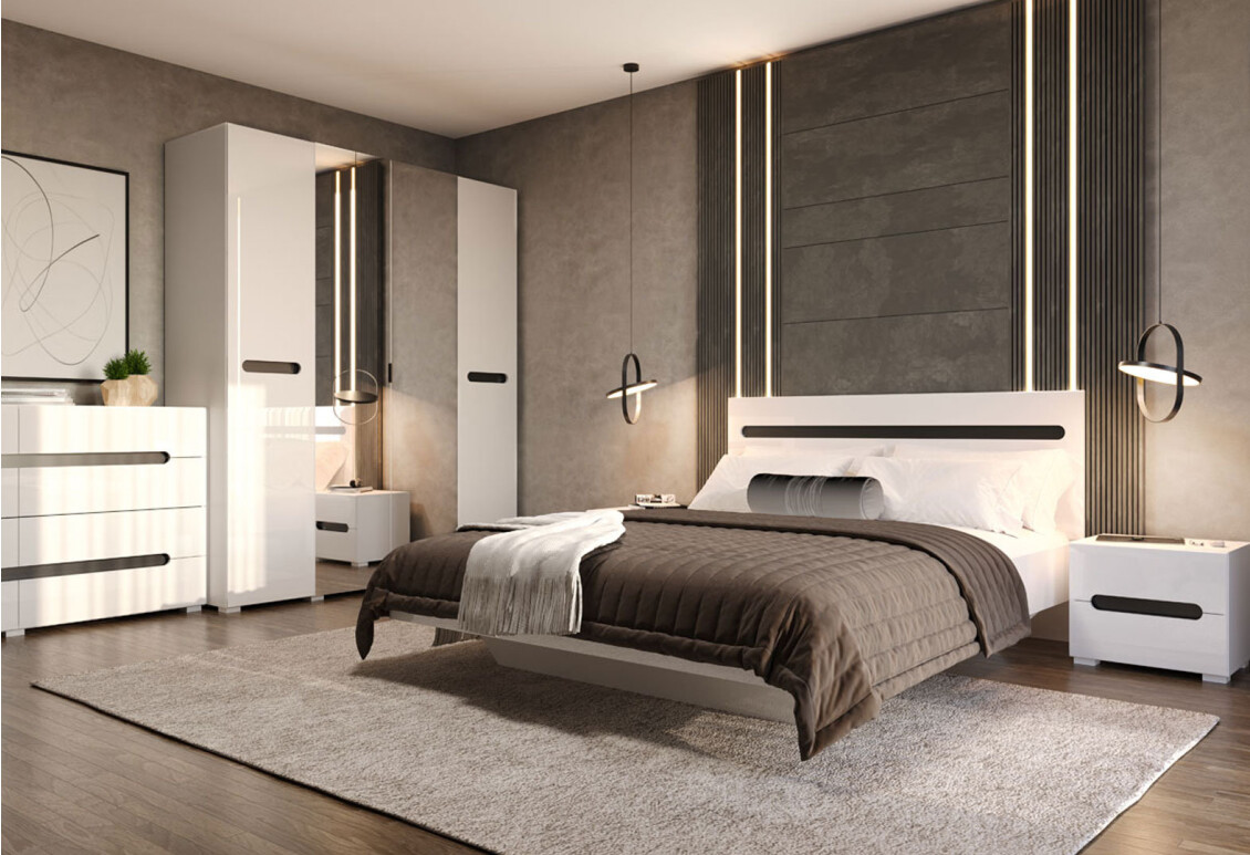 Ліжко Бянко (без вкладу) 140х200 см, Біле з чорною вставкою 2