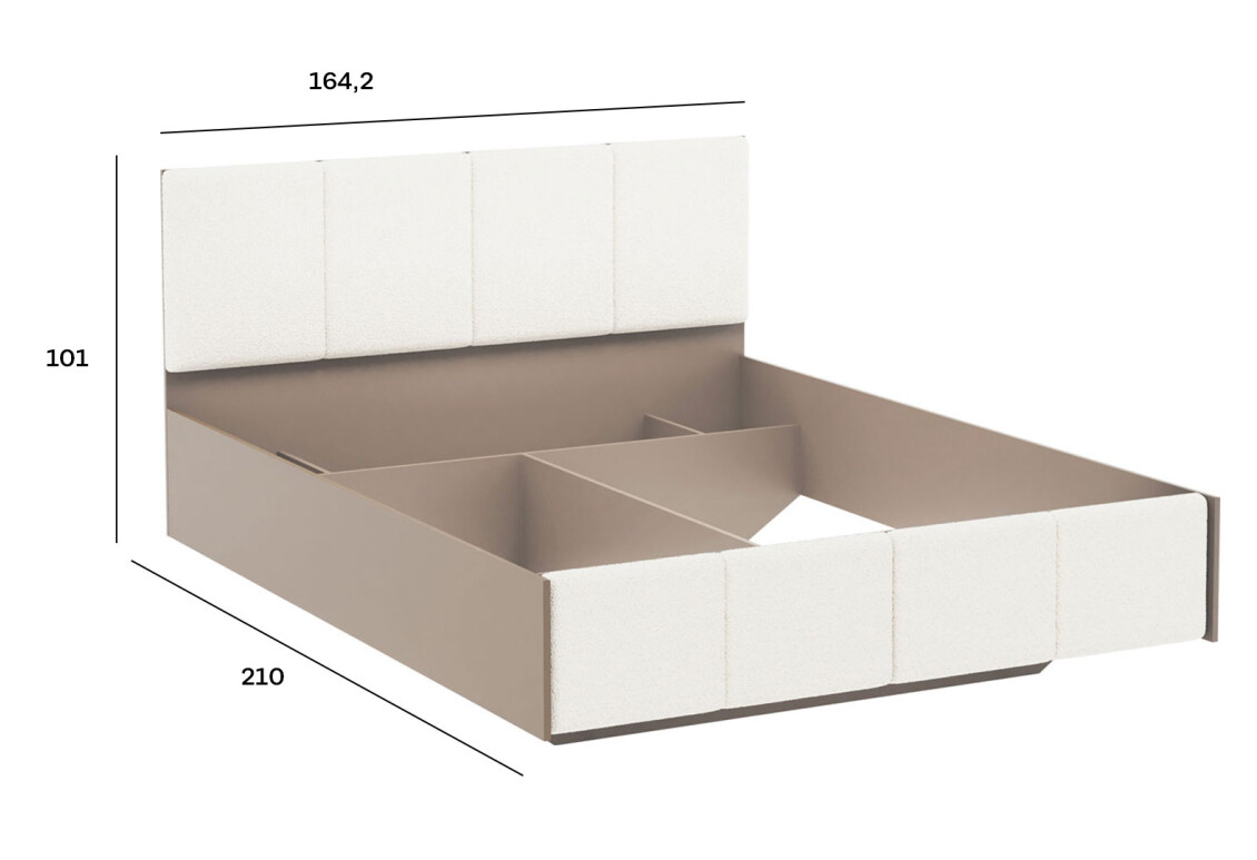 Ліжко Фуріоза 160х200 см (без вкладу), Глиняний сірий, лак / тк. Bellini 05 5