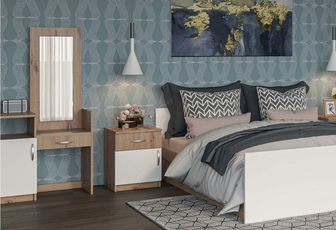 Ліжко Кім New (без вкладу) 160х200 см, дуб артизан/білий 2