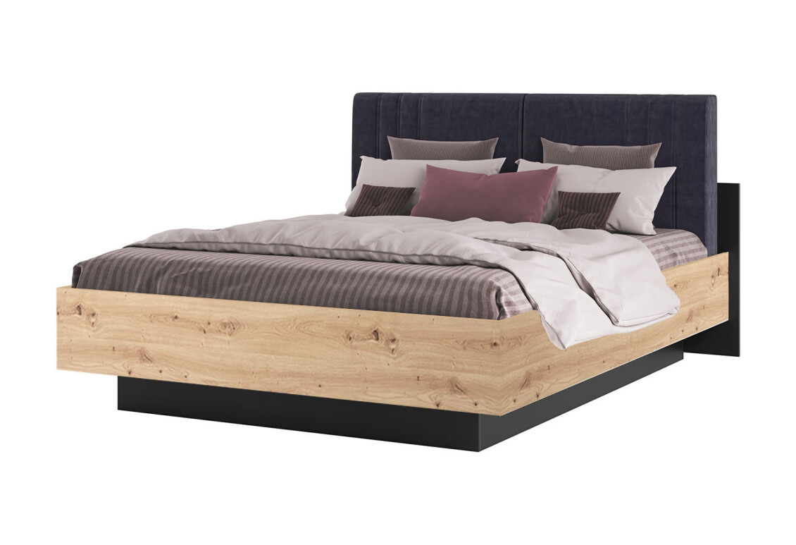 Ліжко-подіум Тео (без вкладу) 160х200 см дуб артизан / чорний