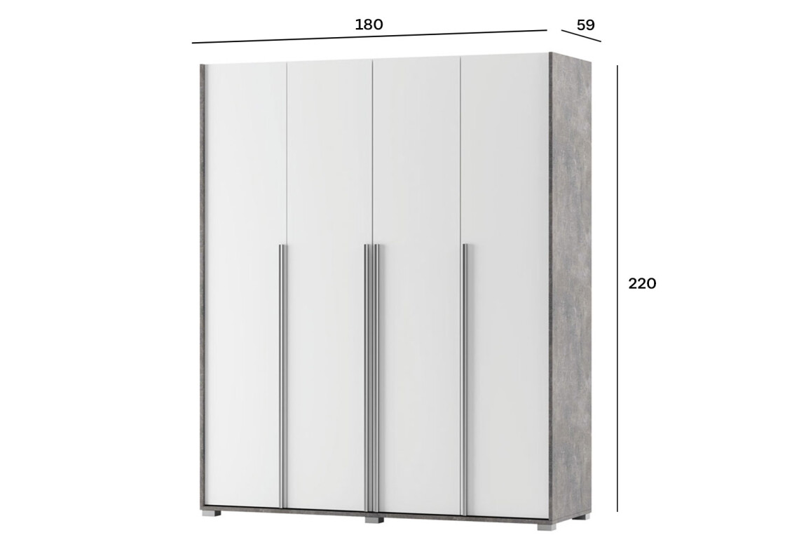 Шафа Алекса 4-дверна 180 см Ательє світлий / Німфеа альба 4