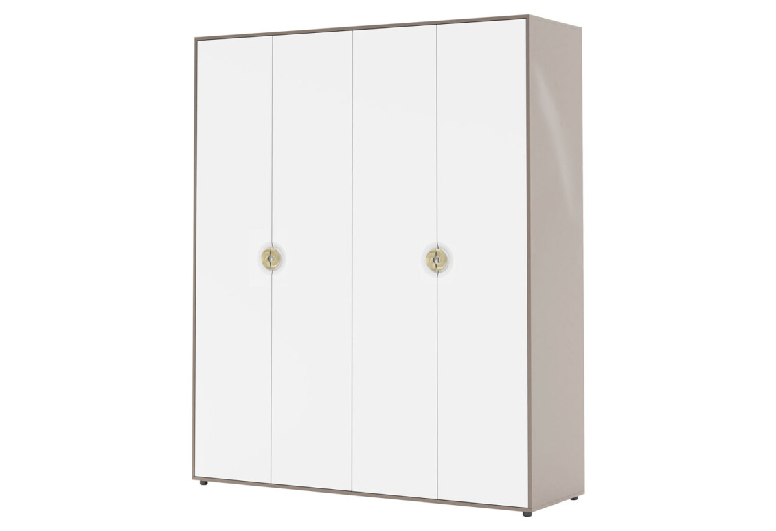 Шафа Фуріоза 4-дверна 180 см, Глиняний сірий, лак / Білий шовк