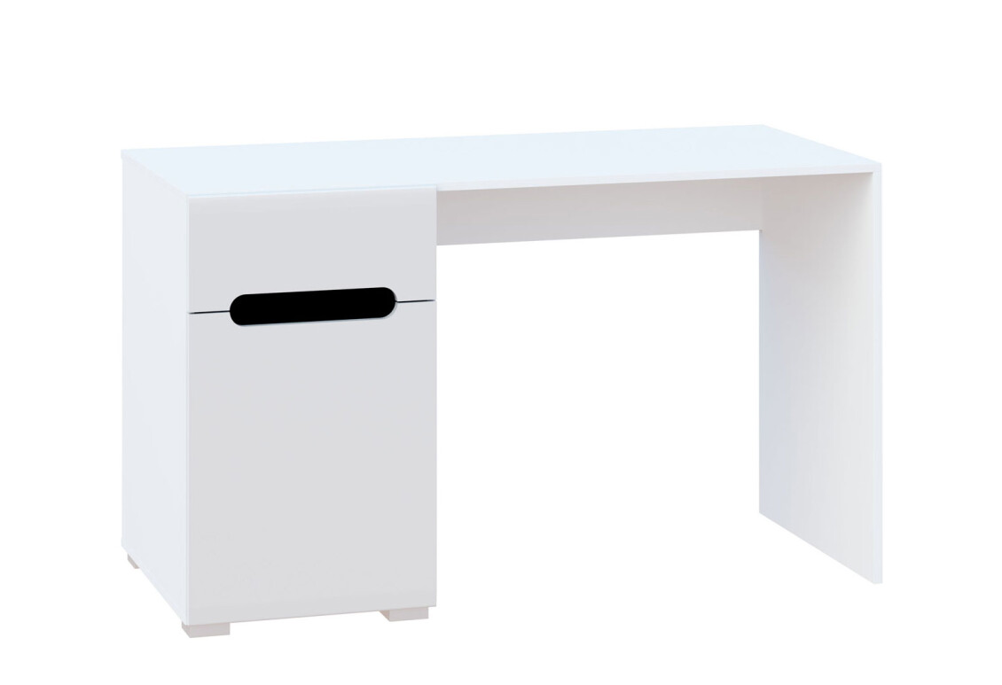 Стіл письмовий Бянко 128x60 см з шухлядами, Білий з чорною вставкою