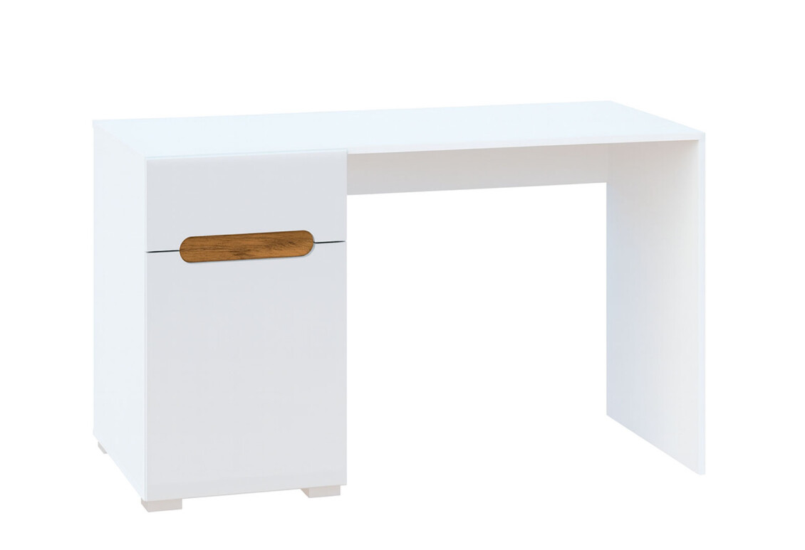 Стіл письмовий Бянко 128x60 см з шухлядами, Білий з вставкою дуб аппалачі