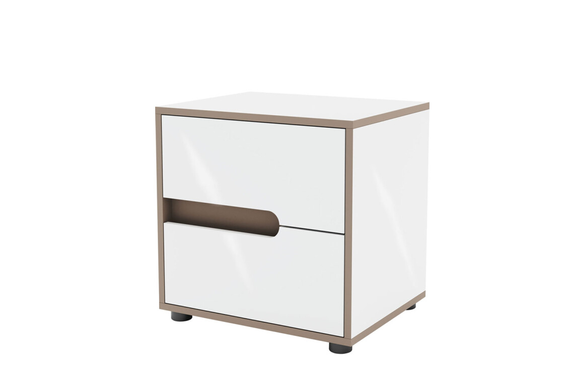 Тумба приліжкова права Лінда з 2 шухлядами 50 см, Німфеа Альба, лак, вставки тоффі