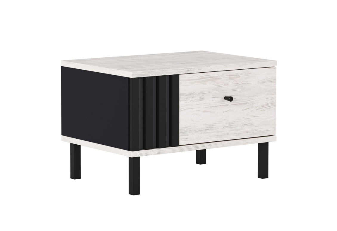 Тумба приліжкова Тео з шухлядою 50 см, декор зліва, біла