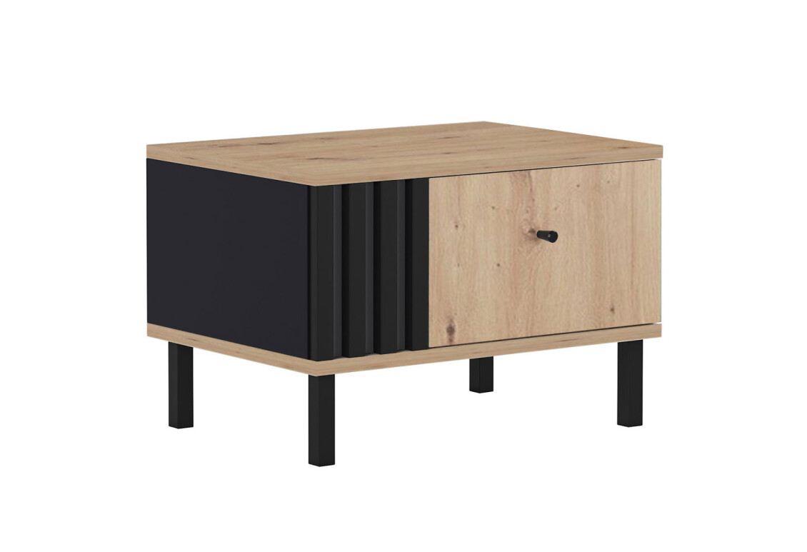 Тумба приліжкова Тео з шухлядою 50 см, декор зліва, дуб артизан / антрацит